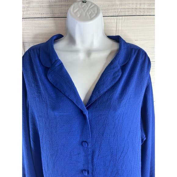 Vintage Oscar De La Renta Collectables Womans 40/20w Royal Blue Blouse Career - Picture 5 of 13